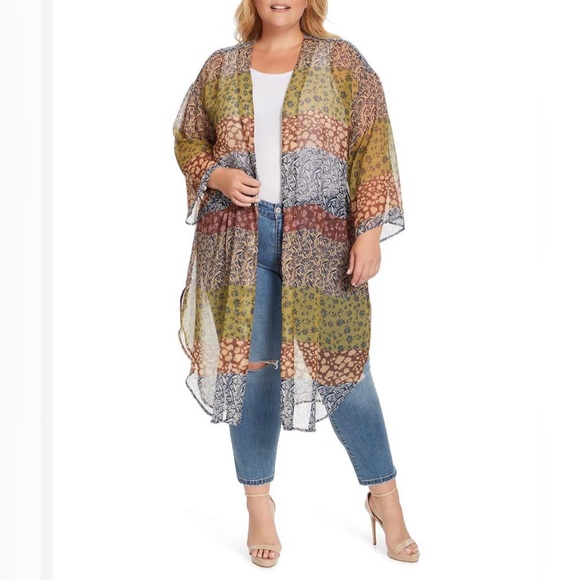 Jessica Simpson Blaine Kimono in Blooming Patchwork - Picture 5 of 9